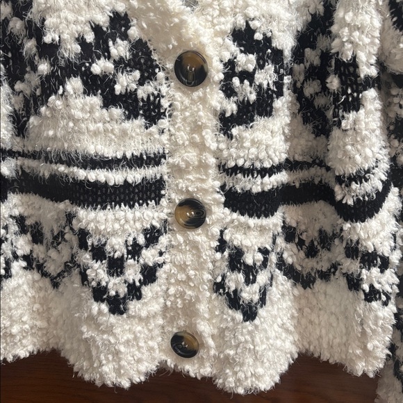 Hippie Rose Black and White Textured Cardigan - Picture 5 of 5